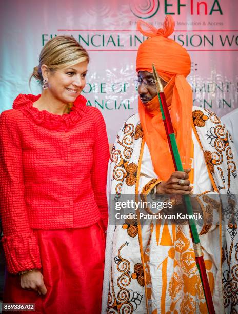 Queen Maxima of The Netherlands with the Emir of Kano Mallam Muhamned Sanusi at the Enhancing Financial Innovation and Access event "The Role of the...