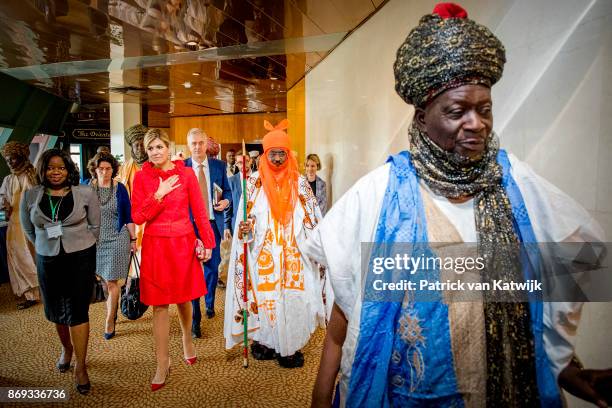 Queen Maxima of The Netherlands with the Emir of Kano Mallam Muhamned Sanusi at the Enhancing Financial Innovation and Access event "The Role of the...