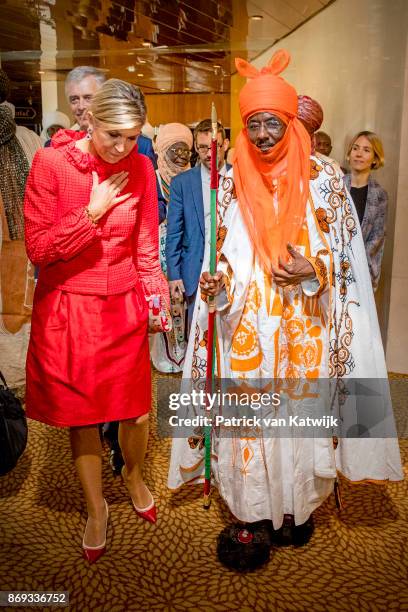 Queen Maxima of The Netherlands with the Emir of Kano Mallam Muhamned Sanusi at the Enhancing Financial Innovation and Access event "The Role of the...