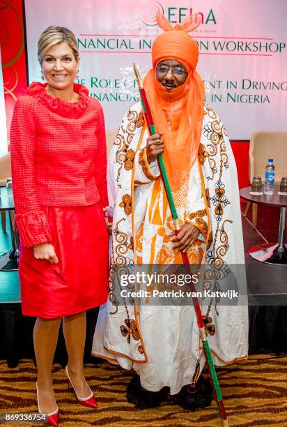 Queen Maxima of The Netherlands with the Emir of Kano Mallam Muhamned Sanusi at the Enhancing Financial Innovation and Access event "The Role of the...