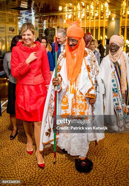 Queen Maxima of The Netherlands with the Emir of Kano Mallam Muhamned Sanusi at the Enhancing Financial Innovation and Access event "The Role of the...