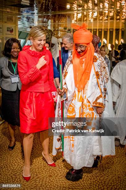 Queen Maxima of The Netherlands with the Emir of Kano Mallam Muhamned Sanusi at the Enhancing Financial Innovation and Access event "The Role of the...