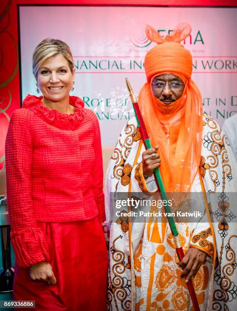 Queen Maxima of The Netherlands with the Emir of Kano Mallam Muhamned Sanusi at the Enhancing Financial Innovation and Access event "The Role of the...