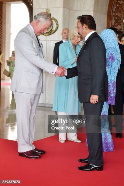 Prince Charles, Prince of Wales, Camilla, Duchess of Cornwall and his Majesty Hassanal Bolkiah, The Sultan of Brunei and Her Majesty Raja Isteri...