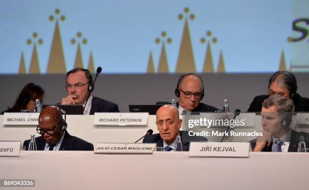 Executive Council member Julio Cesar Maglione , looks on during Day One of the XXII ANOC General Assembly on November 2, 2017 in Prague, Czech...