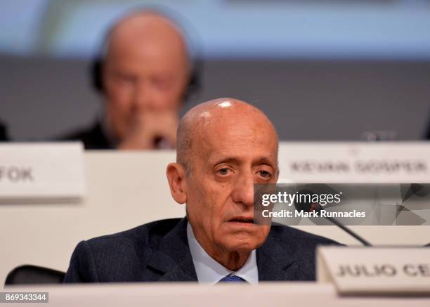 Executive Council member Julio Cesar Maglione , looks on during Day One of the XXII ANOC General Assembly on November 2, 2017 in Prague, Czech...