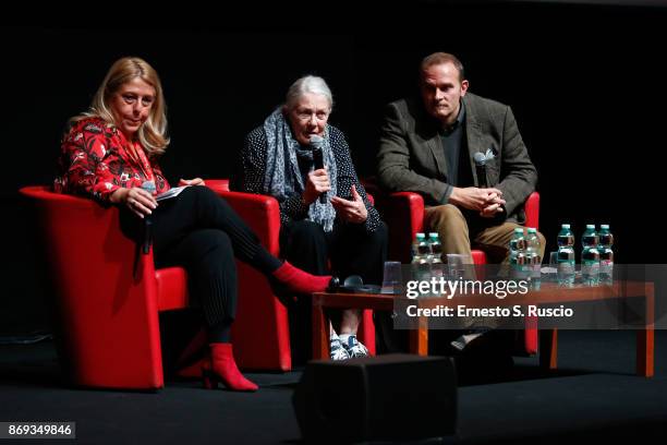 Vanessa Redgrave and Carlo Gabriel Nero attend a press conference during the 12th Rome Film Fest at Auditorium Parco Della Musica on November 2, 2017...