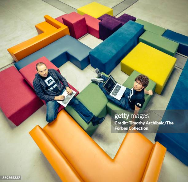 Discord co-fouders CTO Stanislav Vishnevskiy and CEO Jason Citron are photographed for Forbes Magazine on June 27, 2017 in San Francisco, California....