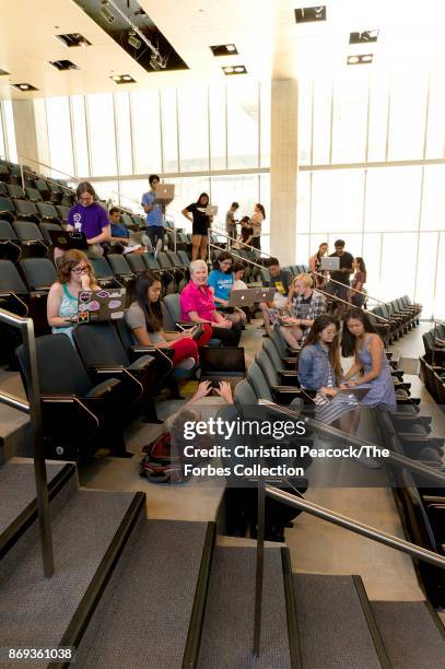 President of Harvey Mudd College, Maria Klawe is photographed for Forbes Magazine on July 14, 2017 on campus in Claremont, California. PUBLISHED...