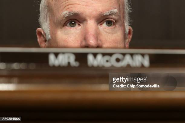 Senate Armed Services Committee Chairman John McCain leads a confirmation hearing for the secretary of the U.S. Army in the Dirksen Senate Office...