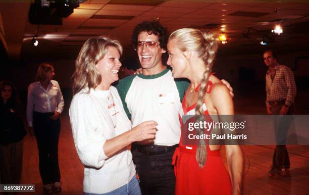 Cathy Lee Crosby , Scott Newman, son of actor Paul Newman, who later died of a drug overdose and Suzy Chaffee at a roller skating party . November...