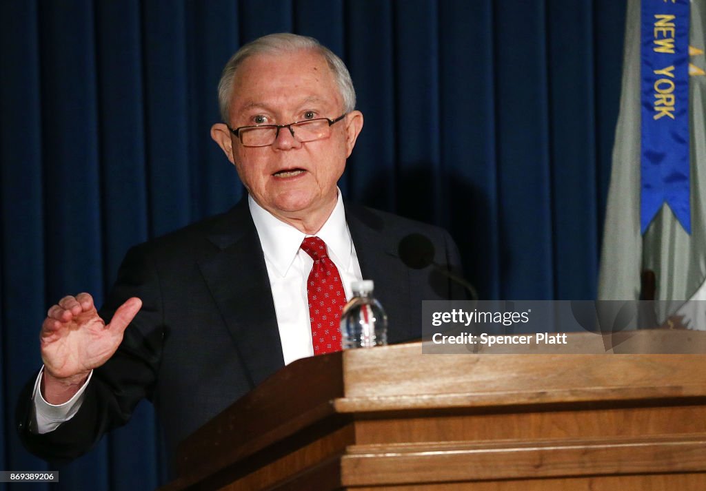 Attorney General Jeff Sessions Delivers Remarks On National Security In NYC