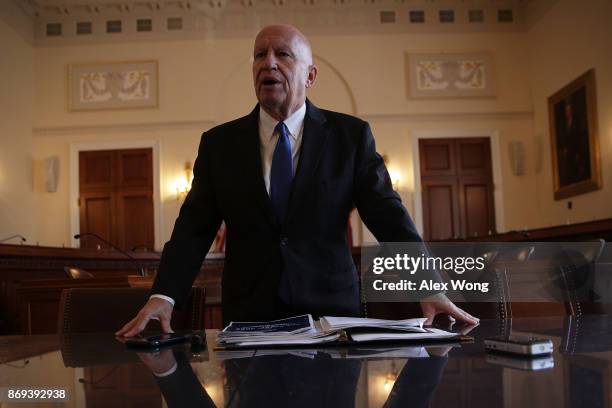 Chairman of House Ways and Means Committee Rep. Kevin Brady speaks during a news briefing on the tax reform legislation November 2, 2017 on Capitol...