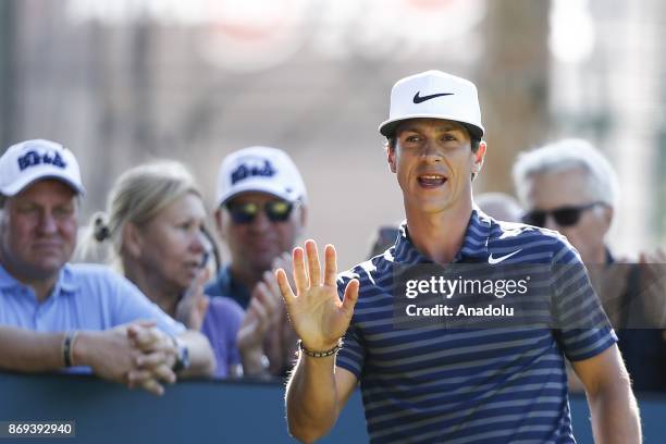 Thorbjorn Olesen of Denmark competes during the Turkish Airlines Open 2017 Golf Tournament in Antalya, Turkey on November 02, 2017.