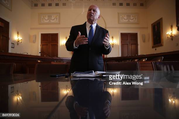 Chairman of House Ways and Means Committee Rep. Kevin Brady speaks during a news briefing on the tax reform legislation November 2, 2017 on Capitol...