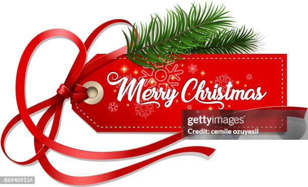 new year price tag - christmas ribbon stock illustrations