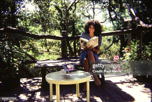 Folk Singer and Political activist Joan Baez in the garden of her home . In the past she dated Bob Dylan and Steve Jobs, Baez is a resident of...