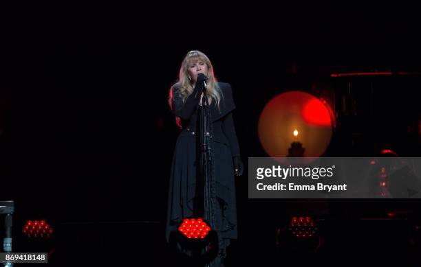 Singer Stevie Nicks performs on stage during her 24 Karat Gold Tour at Perth Arena on November 2, 2017 in Perth, Australia.