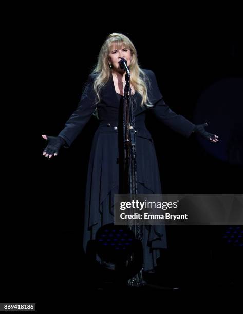 Singer Stevie Nicks performs on stage during her 24 Karat Gold Tour at Perth Arena on November 2, 2017 in Perth, Australia.