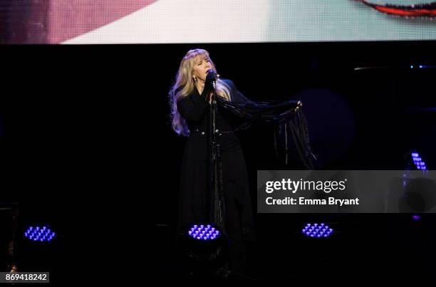 Singer Stevie Nicks performs on stage during her 24 Karat Gold Tour at Perth Arena on November 2, 2017 in Perth, Australia.