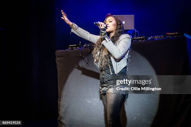 Shontelle performs live on stage at the O2 Shepherd's Bush Empire on October 31, 2017 in London, England.