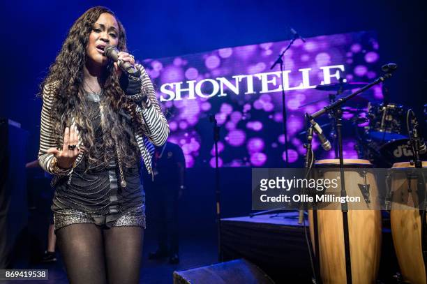 Shontelle performs live on stage at the O2 Shepherd's Bush Empire on October 31, 2017 in London, England.