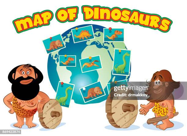 dinosaurs map - deinonychus stock illustrations