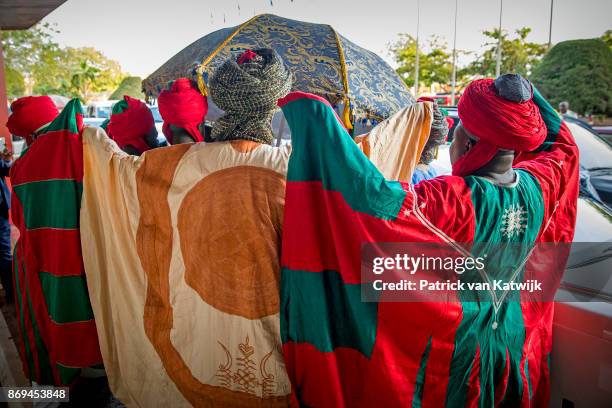 Emir of Kano Mallam Muhamned Sanusi II of Nigeria leaves the Hilton hotel after meetings with Queen Maxima of The Netherlands on November 2, 2017 in...