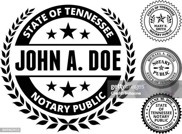 ilustraciones, imágenes clip art, dibujos animados e iconos de stock de estado de tennessee notario público sello de blanco y negro - tennessee