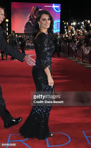 Penelope Cruz in Atelier Swarovski Fine Jewellery attends the World Premiere of "Murder On The Orient Express" at The Royal Albert Hall on November...