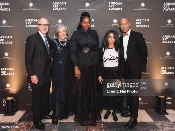 , Dr. David J. Skorton, 13th Secretary of the Smithsonian, honorees: philanthropist Alice Walton, and artists: Mary Sibande, and Ghada Amer, and Gus...