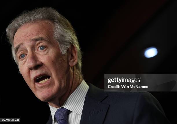 House Ways and Means ranking member Richard Neal speaks during a press conference where congressional Democrats reacted to the newly introduced...