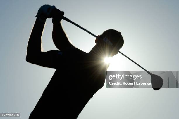 Cameron Tringale hits his tee shot on the fourth hole during the first round of the Shriners Hospitals For Children Open at TPC Summerlin on November...