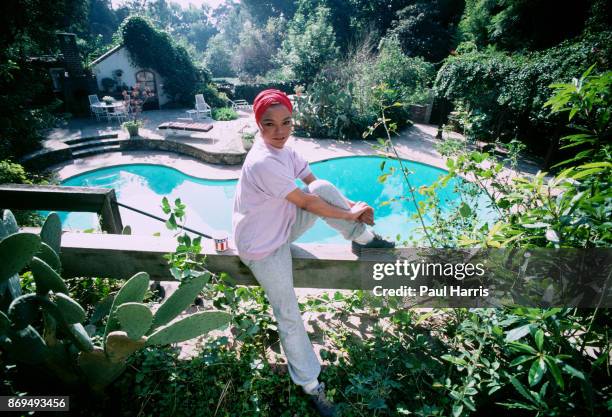 U2013 DECEMBER 14: Eartha Kitt poses for a photograph in the garden of her Beverly Hills home December 14 Beverly Hills, California