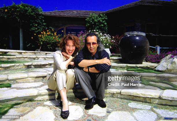 Herb Alpert 47 founder of the Tijuana Brass and A&M records with his wife Lani in the garden of the Malibu home he has lived in since 1974 which is...