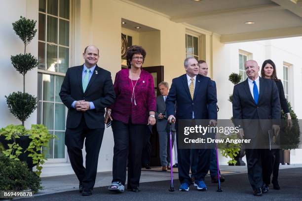 Following a meeting with President Donald Trump, Rep. Tom Reed , Rep. Jackie Walorski , House Majority Leader Rep. Kevin McCarthy , Rep. Steve...