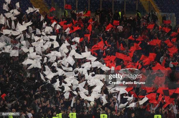 The OGC fans during the UEFA Europa League group K match between SS Lazio and OGC Nice at Stadio Olimpico on November 2, 2017 in Rome, Italy.