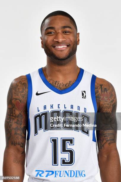 Rodney Purvis of the Lakeland Magic poses for a head shot during the NBA G-League media day on November 1, 2017 at RP Funding Center in Lakeland,...
