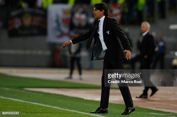 Lazio head coach Simone Inzaghi during the UEFA Europa League group K match between Lazio Roma and OGC Nice at Stadio Olimpico on November 2, 2017 in...