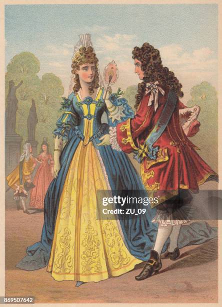 ilustraciones, imágenes clip art, dibujos animados e iconos de stock de desde la época de louis xiv, francia, litografía, publicado en 1887 - louis xiv de francia