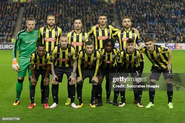 Teamphoto Vitesse back row Remko Pasveer of Vitesse, Luc Castaignos of Vitesse, Thomas Bruns of Vitesse, Matt Miazga of Vitesse, Guram Kashia of...