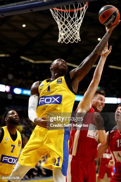 Deshaun Thomas, #1 of Maccabi Fox Tel Aviv in action during the 2017/2018 Turkish Airlines EuroLeague Regular Season Round 5 game between Maccabi Fox...