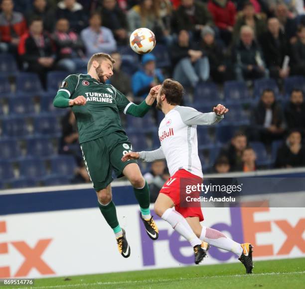 Nejc Skubic of Atiker Konyaspor in action during the UEFA Europa League Group I soccer match between Red Bull Salzburg and Atiker Konyaspor in...