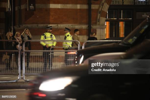 Polices take security measures on the 100th anniversary of the Balfour Declaration in front of the Lancaster House in London, United Kingdom November...