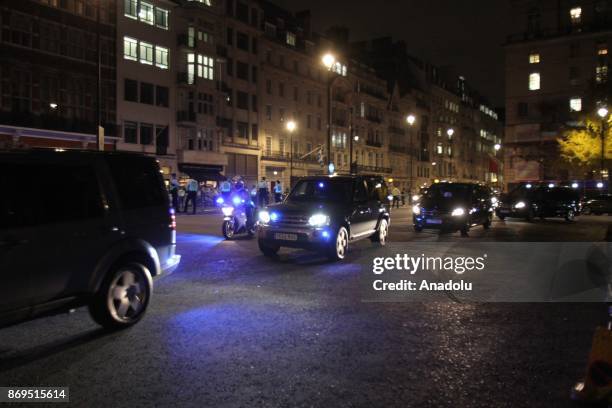 Guests arrive to attend the dinner for the 100th anniversary of the Balfour Declaration in front of the Lancaster House in London, United Kingdom...