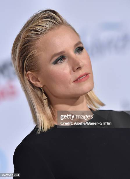 Actress Kristen Bell arrives at the Los Angeles premiere of 'A Bad Moms Christmas' at Regency Village Theatre on October 30, 2017 in Westwood,...