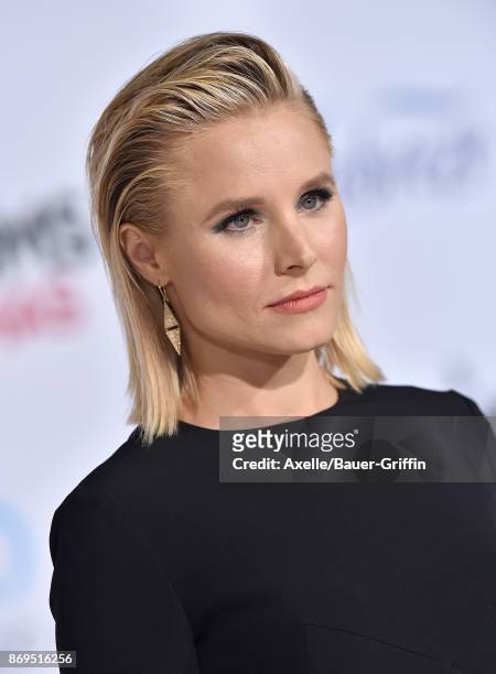 Actress Kristen Bell arrives at the Los Angeles premiere of 'A Bad Moms Christmas' at Regency Village Theatre on October 30, 2017 in Westwood,...