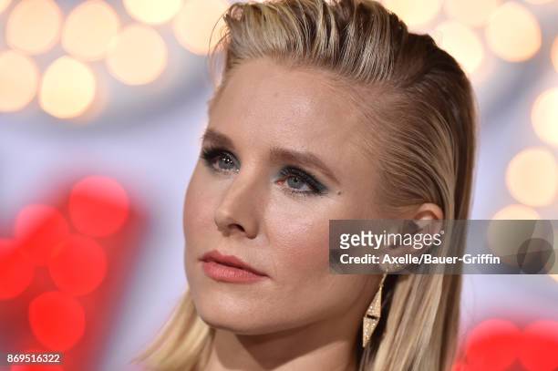 Actress Kristen Bell arrives at the Los Angeles premiere of 'A Bad Moms Christmas' at Regency Village Theatre on October 30, 2017 in Westwood,...