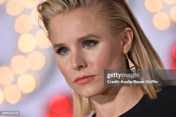 Actress Kristen Bell arrives at the Los Angeles premiere of 'A Bad Moms Christmas' at Regency Village Theatre on October 30, 2017 in Westwood,...