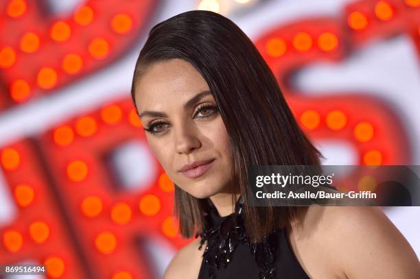 Actress Mila Kunis arrives at the Los Angeles premiere of 'A Bad Moms Christmas' at Regency Village Theatre on October 30, 2017 in Westwood,...